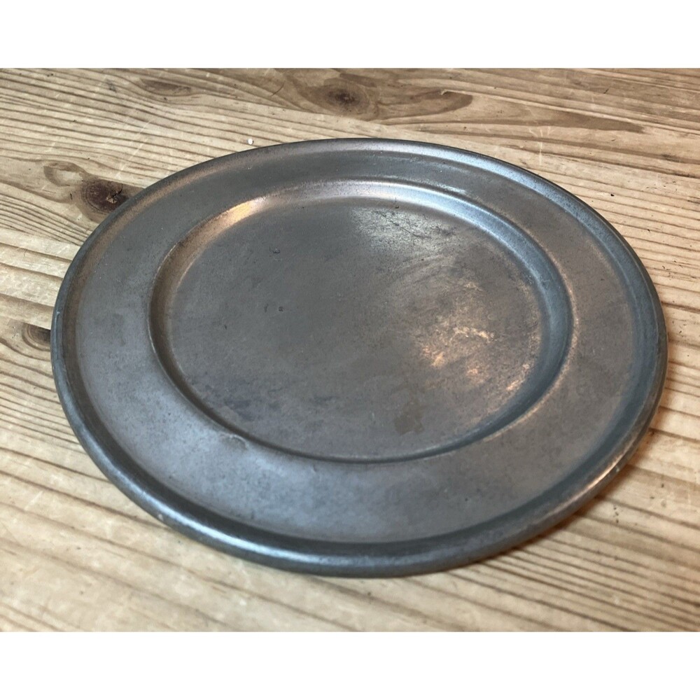 Vintage Woodbury Pewterers Small 6” Plate Pewter Great Under Pillar Candle
